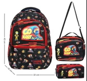 Waddellbag Siyah Kırmızı Go Kart Erkek Çocuk Üçlü İlkokul Çanta Seti - 2