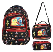 Waddellbag Siyah Kırmızı Go Kart Erkek Çocuk Üçlü İlkokul Çanta Seti - 1
