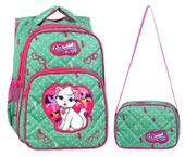 Waddell Mint Yeşili Kedi Desenli Kız Çocuk İlköğretim Okul Sırt Çantası Ve Beslenme Çantası thumbnail 1