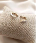 Küpe Kararmaz Çelik 316L Sarı Renk Taşlı Küpe 16979 - 3