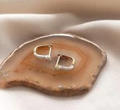 Küpe Kararmaz Çelik 316L Sarı Renk Taşlı Küpe 16979 - 4