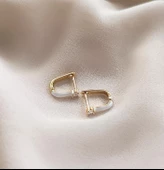 Küpe Kararmaz Çelik 316L Sarı Renk Taşlı Küpe 16979 - 1