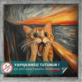 Edvard Munch Çığlık Posteri, Eğlenceli Poster, Kedili Poster, Duvar Posteri, Kedi Sevenlere Hediye thumbnail 1