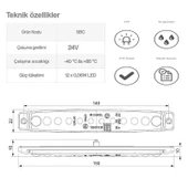 Sanel 24V Üniversal Parmak 12 Led Basamak - Yan Beyaz SBC24W12 - 3