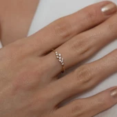 14 Ayar Altın Taşlı Minimal Yüzük - 1