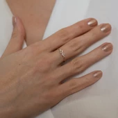 14 Ayar Altın Taşlı Minimal Yüzük - 2