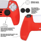 Cosmostech PS4 Controller Joystick Oyun Kolu Gamepad Uyumlu - Silikon Koruyucu Cover Kırmızı thumbnail 4