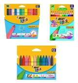 Bic 12 Renk Jumbo Kuru Boya Pastel Boya Keçeli Boya Seti 3 lü - 1