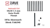 Zirve Tel Örgü 50 cm Panel Çit Direği Antrasit Gri Aksesuarlı (10 Adet) - 1