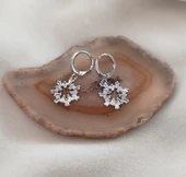 Küpe Kararmaz Çelik 316L Lüks Küpe Renk Gri Taşlı Küpe - 4