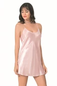 Shopidik  Somon Kısa Saten Gecelik - 1