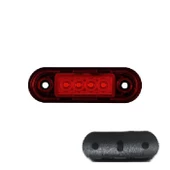 Parmak Lamba Lastikli (Krom Boru Tipi) 4 Led'Li 83Mm 12V-24V Kırmızı - FR0170-L-R - 1