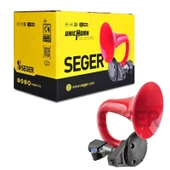 SEGER-80Jh Tek Boynuz Havalı Korna 12V (Unıchorn), Kırmızı Plastik Borulu - 1