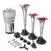 SEGER-82Kh Kompresörlü Korna 24V, Krom Renkli Plastik Borulu, Melodili - 1