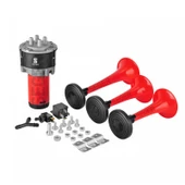 SEGER-80Kh Kompresörlü Korna 12V, Kırmızı Renkli Plastik Borulu, Melodili - 2