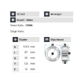 NURSAN 110012 Statör 12V 44A Mako Tip 3 Uçlu Em - 2