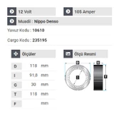 NURSAN 160112 Statör 12V 105A Fiat Doblo Ford Transit Statör Multijet Kapaksız - 2