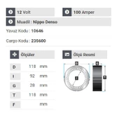 NURSAN 161412 Statör 12V 110A Toyota Hiace Minibüs.Hyundai Accent Dizel.2004.05.06.07.08 thumbnail 2