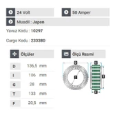 NURSAN 160124 Statör 24V 50A Mits Y.M Canter 659 Ef.Hyundai Hd35.Hd75 Vakumsuz Dar - 2