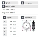 NURSAN 177512 Statör 12V 130A Y.M Opel Movano-Reno Master Laguna-Passat-T5 Kulaklı - 2