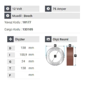 NURSAN 177112 Statör 12V 75A Volswagen -Bmv-Nissan Vanetta-Opel Muhtelif Araçlar - 2