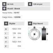 NURSAN 177324 Statör 24V 120A V8 Mercedes 403 - 304 Otobüs Y.M. Man - 2