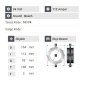 NURSAN 178924 Statör 24V 112A Y.M Safir Otobüs Y.M Man Neoplan Y.M Kulaklı thumbnail 2