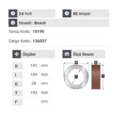 NURSAN 178324 Statör 24V 80A Y.M Axsor. Actros - Atego-Scania E.M Tek Çıkış - 2