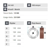 NURSAN 178524 Statör 24V 100A Y.M Axsor. Actros - Atego - 2