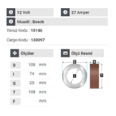 NURSAN 178012 Statör 12V 27A Johndere - 2
