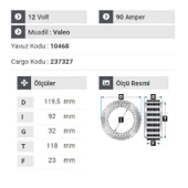 NURSAN 181512 Statör 12V 90A Opel Corsa-Combo-1.3 Dizel Multijet - 2