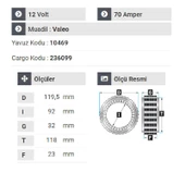 NURSAN 181612 Statör 12V 70A Opel Corsa-Combo-1.3 Dizel Multijet thumbnail 2