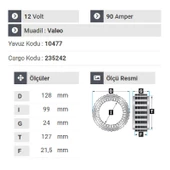 NURSAN 182112 Statör 12V 90A Volswagen Passat 1.8 Benzinli 98.99.Peugeot Boxer Dar Tip - 2