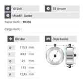 NURSAN 190412 Statör 12V 55A Lucas Tip Mesa Tipi A - 117 thumbnail 2