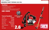 ATTLAS BCS 52 P BENZINLI SIRT TIRPANI 52 CC EURO 5 MOTOR - 1