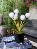 Nettenevime Yapay Çiçek Beyaz Pompon Siyah Saksıda Dekoratif Yapay Çiçek 30*20cm thumbnail 7
