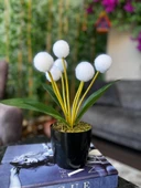 Nettenevime Yapay Çiçek Beyaz Pompon Siyah Saksıda Dekoratif Yapay Çiçek 30*20cm thumbnail 8