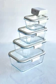 Fika Glace Vakumlu Cam Saklama Kabı Bej 5 Parça Set - 1