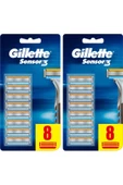 Gillette Sensor3 Erkek Tıraş Bıçakları 8+8 Yedek Tıraş Bıçağı - 1