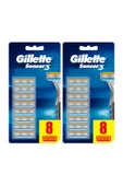 Gillette Sensor3 Erkek Tıraş Bıçakları, 8+8 Yedek Tıraş Bıçağı - 1