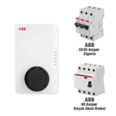 Terra Ac 22 kW Duvar Tipi Elektrikli Kablosuz Araç Şarj Ünitesi+Abb Basıc 3X40 Amper Sigorta +40 Amper KAaçak Akım Rolesi - 2