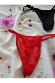 KEMSON 3 Adet Eflatun,Kırmızı ve siyah Sexy Tanga 0121 - 4
