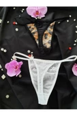 KEMSON 2 Adet Penye Leopar Deden Ve Tül Beyaz Sexy Tanga 0120 - 2