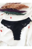 KEMSON Tül dantel String Külot Siyah 0057 - 1