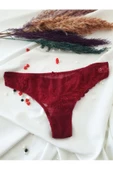 KEMSON Tül dantel String Külot Bordo 0058 - 1