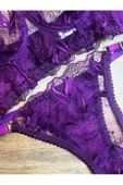 KEMSON Balenli Mürdüm dantelli  Bralet Takım (Sütyen&Tanga) 0022 - 4