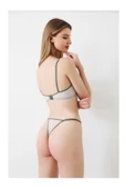 KEMSON Balenli Yeşil Tüllü,Dantelli,Çiçek Desenli Bralet Takım (Sütyen&Tanga) 0024 - 2
