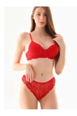KEMSON Full Dantelli Model  Kırmızı Sütyen Külot Takım Dolgulu,Barelli  00011 - 1