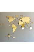 GİZEM SHOP 2d Dünya Haritası Gold Ayna Pleksi Puzzle Şeklinde Ölçü 150cmx75cm - 3