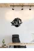 GİZEM SHOP Aslan Duvar Dekoru Duvar Süsü, Ahşap Lazer Kesim Dekoratif Tablo Siyah - 2